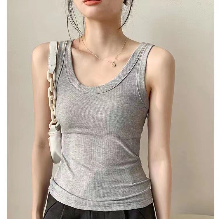 New Tiktok Live Ice Silk Ribbed Sports Camisole for Women, Summer Slimming Inner and Outerwear, Cool Base Top