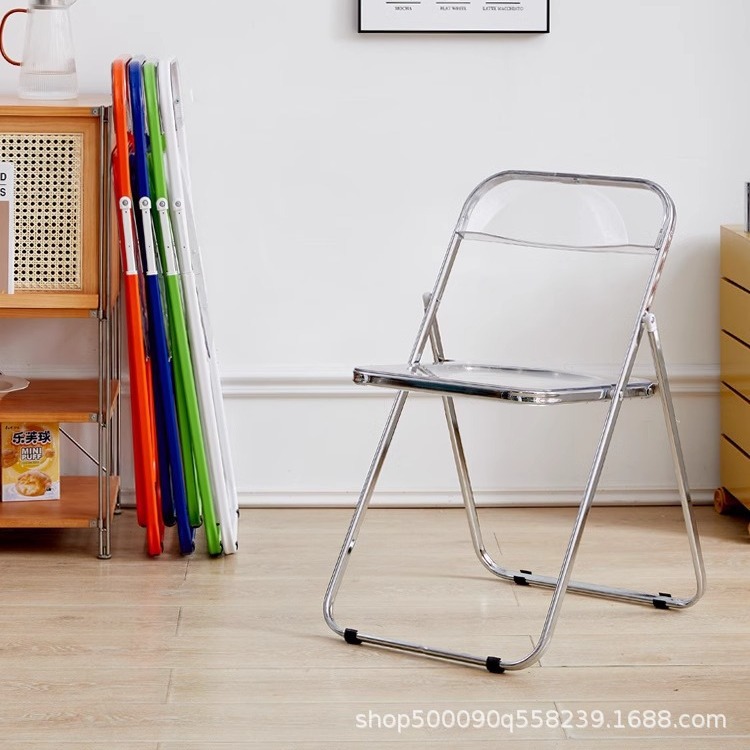 Picture of Transparent Internet celebrity chair acrylic folding chair simple photo shop stool ins makeup dining chair for home use