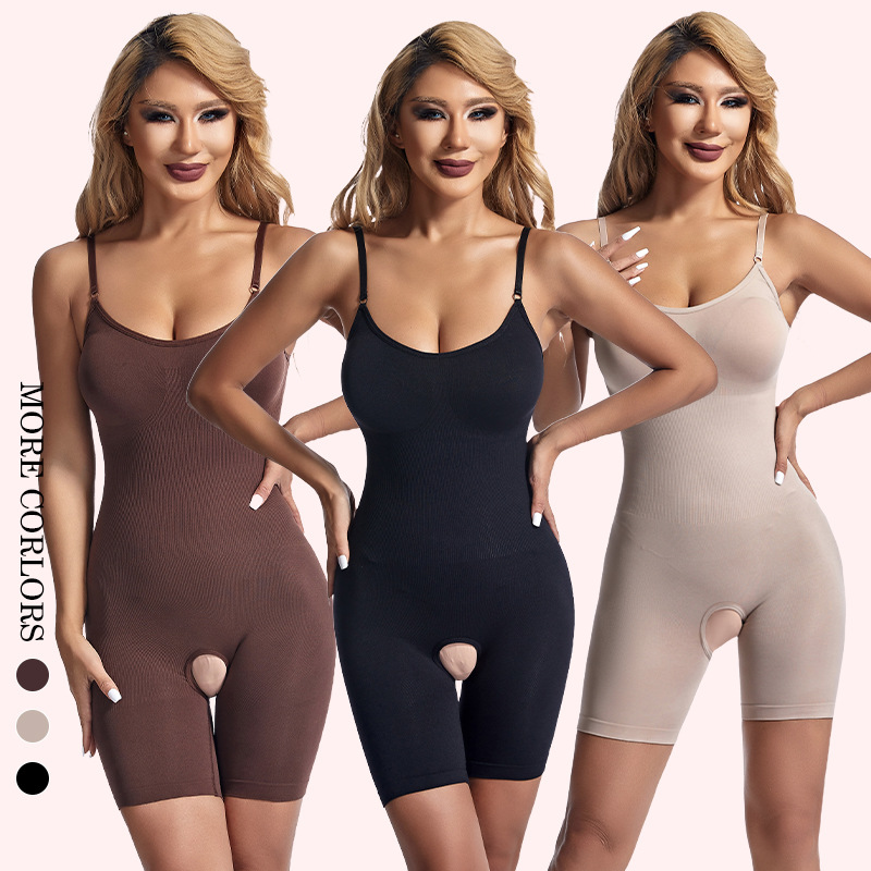 European and American Body Shaping One-Piece Intimates for Women, Tummy Control, Butt Lift, Suspenders, Push-Up Boxer Bottoming, Cut Out Bottom Crotch, Tight Bodysuit