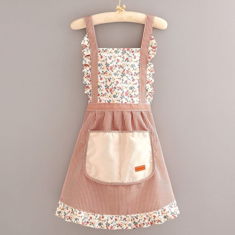 Picture of Canvas Household New Arrival Hand-wiping Apron Kitchen Strap Anti-fouling Breathable Female Princess Skirt Cooking Waist Work Clothes