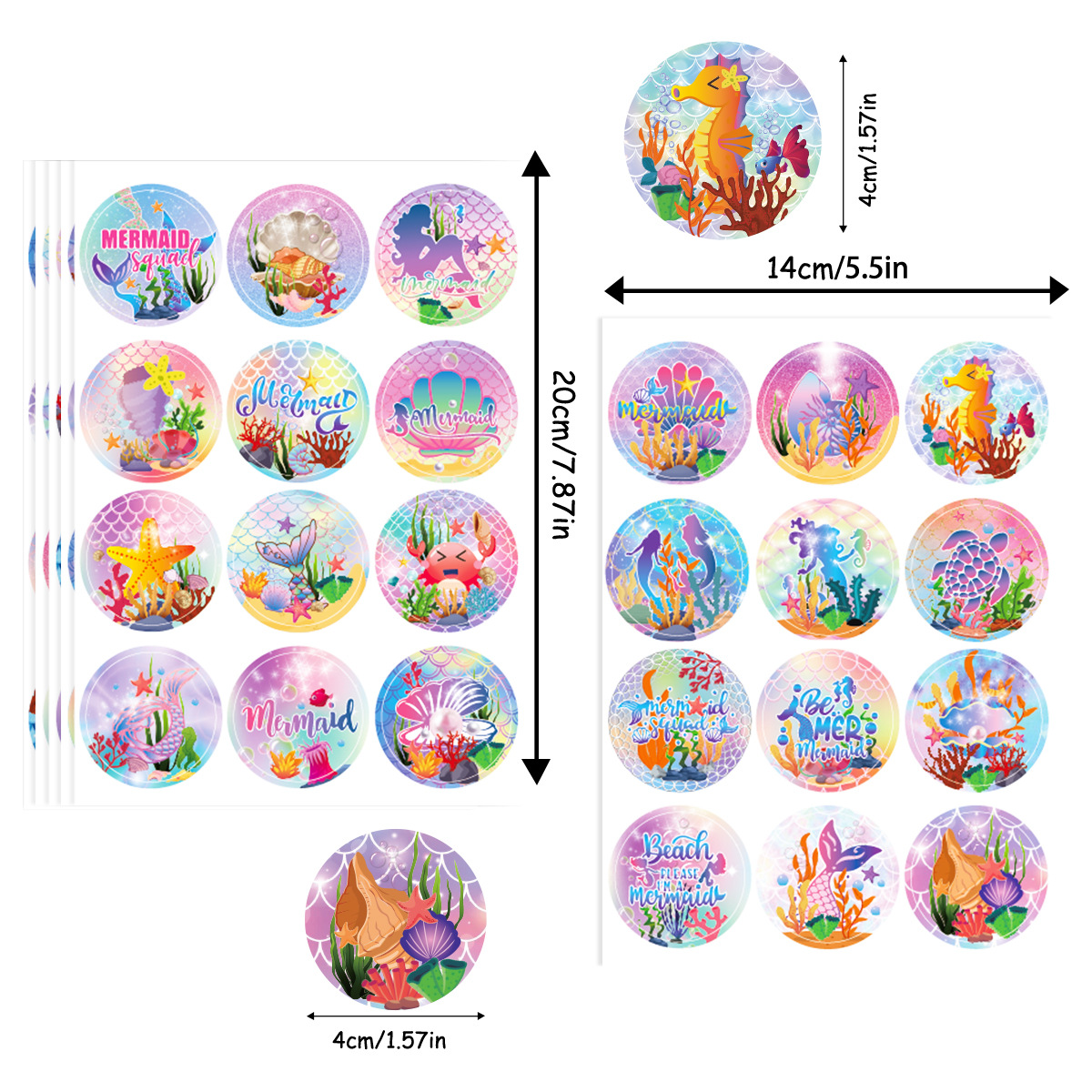 Picture of Mermaid theme birthday party decoration stickers children's birthday gift decoration adhesive stickers sealing stickers