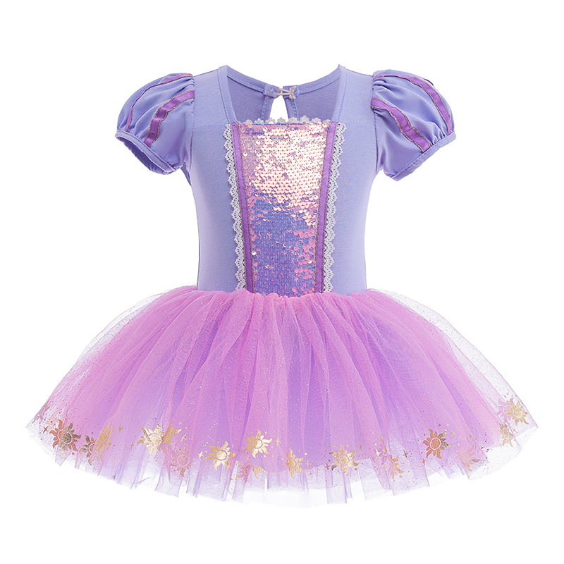 Picture of Princess Sophia dance dress ballet dress practice dress puff sleeve mesh pettiskirt girl performance dress
