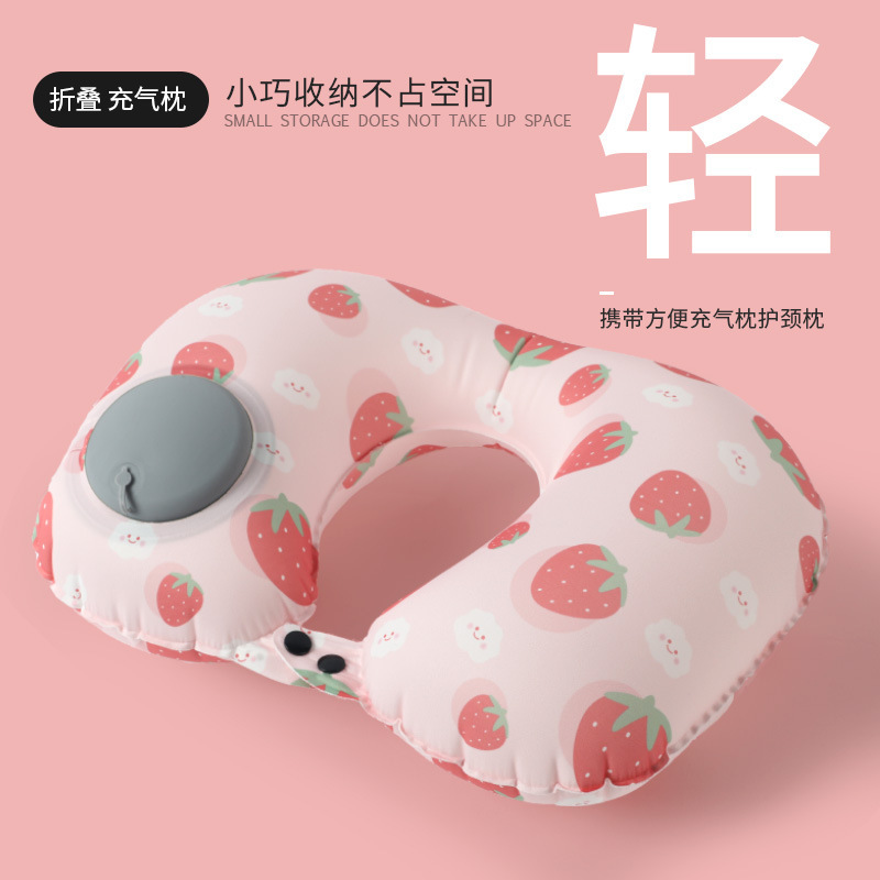 Picture of Inflatable U-shaped Pillow Cool Pressing Inflatable Pillow Travel Portable Neck Pillow Travel Sanbao Storage Pillow for Airplane