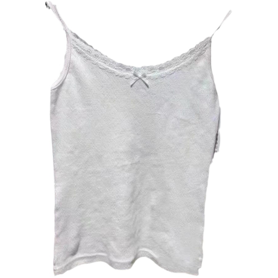 2023 White Lace Camisole Women's Chic Short Top Atmosphere Base Shirt Milk Small Sling