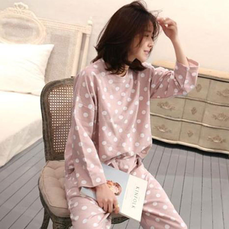Picture of Wholesale spring and autumn winter pajamas women's thin long sleeve trousers cartoon cute wind small student home clothes suit
