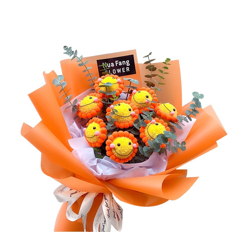 Flower shadow ping pong chrysanthemum sun flower expression accessories handmade material six one cartoon smiling face bouquet decoration animal modeling