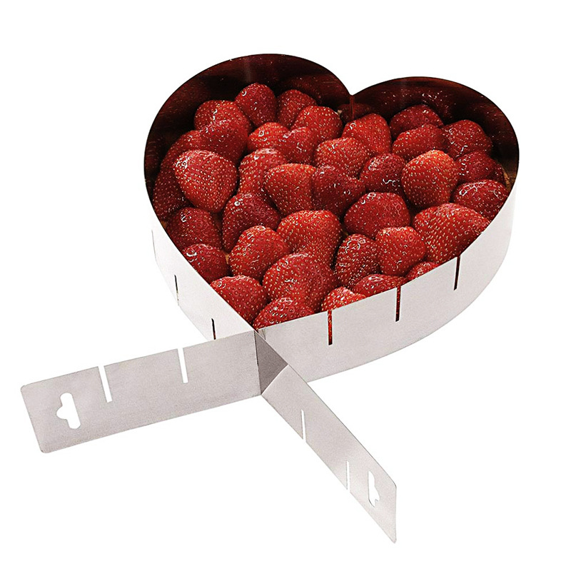 Picture of In stock stainless steel baking cake mold adjustable retractable cake mold love mousse ring baking gadget