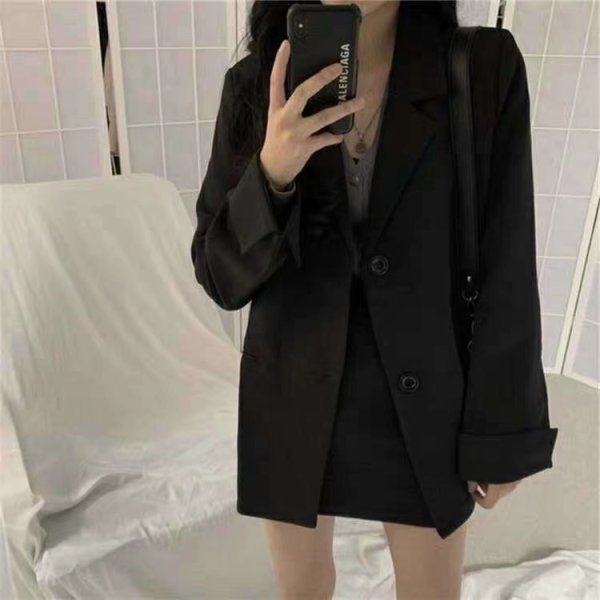 Picture of 2022 Early Autumn Thin Small Suit Jacket Women's Big East Gate Casual All-match Small Men Small Suit Black Jacket Trendy