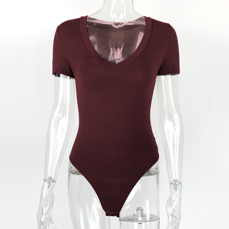 Picture of Bodysuit 2025 summer new European and American foreign trade women's Amazon short sleeve V-neck sexy tight jumpsuit