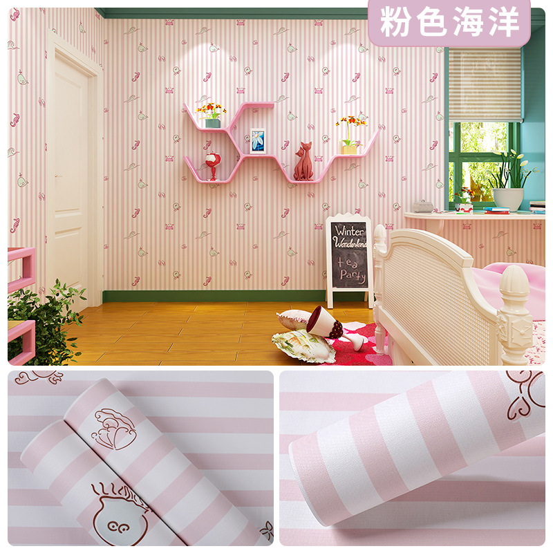 Picture of Wallpaper Self-adhesive Waterproof Moisture-proof Bedroom Background Wall Wallpaper Living Room Bedroom Dormitory Children's Room Cartoon Decorative Wall Stickers