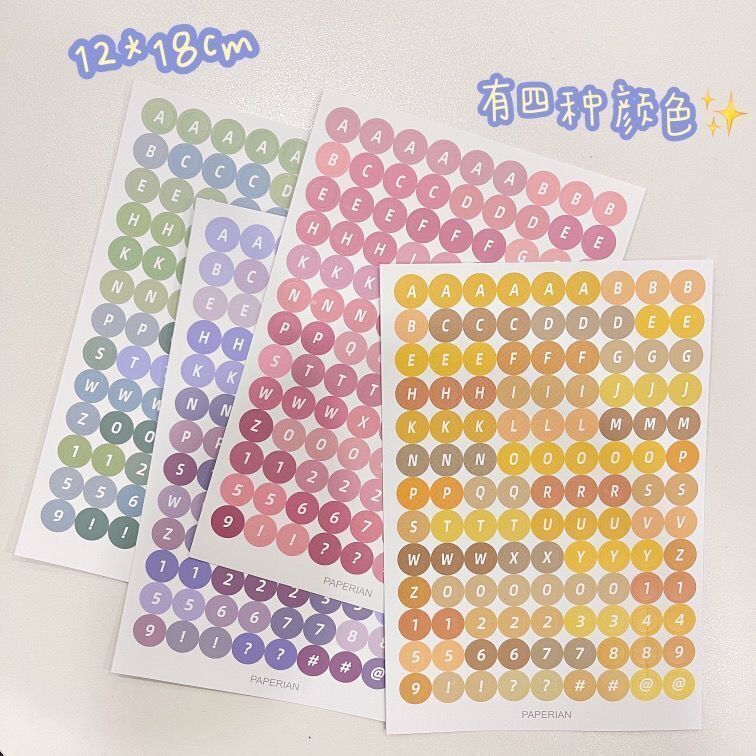 Color English alphanumeric stickers ins cute Korean photo album hand account goo card decoration material DIY stickers
