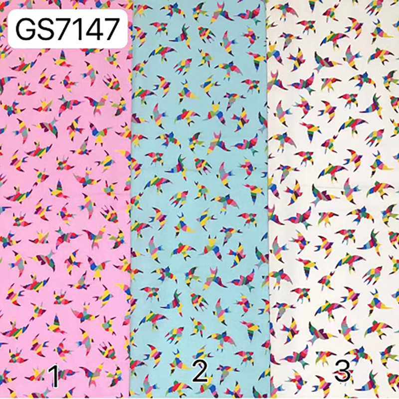 Abstract color swallow flying 60 cotton digital printed fabric children's shirt bag cotton printed fabric