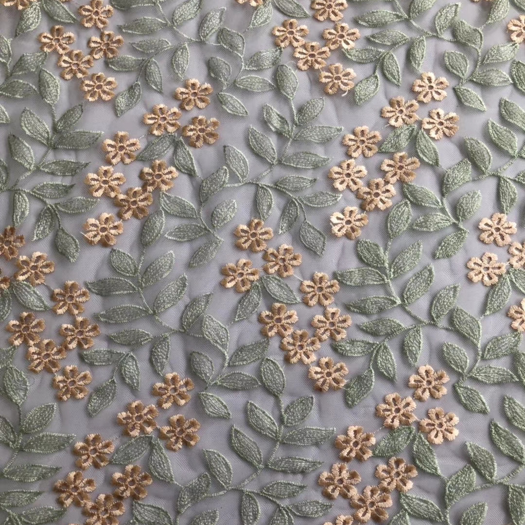 Summer fresh plum blossom embroidery embroidery fabric women's hanfu dress lace mesh fabric wholesale