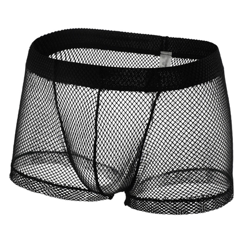 Neyi Cool Men's Large Mesh Boxer Low Waist Thin Mesh Sexy Underwear