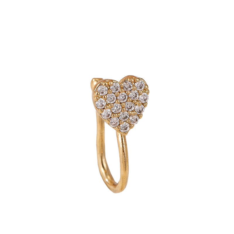 Picture of European and American hip-hop style micro-inlaid zircon love niche design nose clip non-perforated nose nail personality versatile nose ring