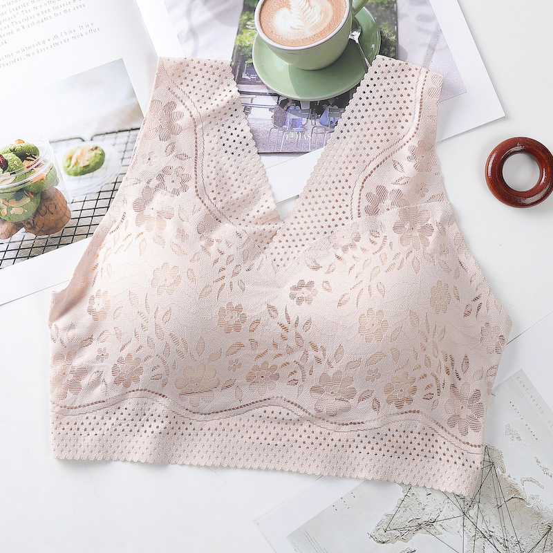 Picture of Seamless Underwear Women's Non-Rim Bra Sexy Lace Beautiful Back Women's Sports Vest Push-Up Bra Breathable Thin