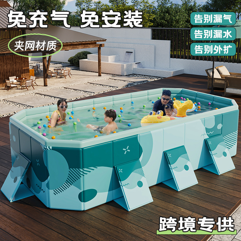 Picture of Inflatable-Free Pool Outdoor Stand-Up Pool Foldable Water Play Pool for Children, Foldable and Portable
