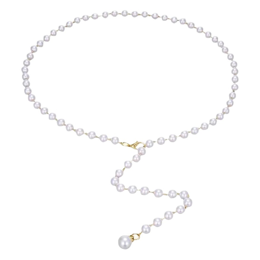 European and American cross-border jewelry retro simple artificial Pearl single layer girdle sexy fashion dress accessories waist chain for women