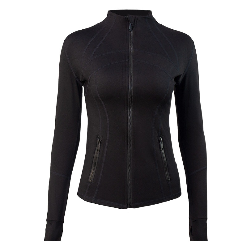 New Yoga Clothes Ladies Hoodless Sports Jacket Solid Color Cardigan Zipper Jacket Women's Tight Casual Fitness Slim Fit