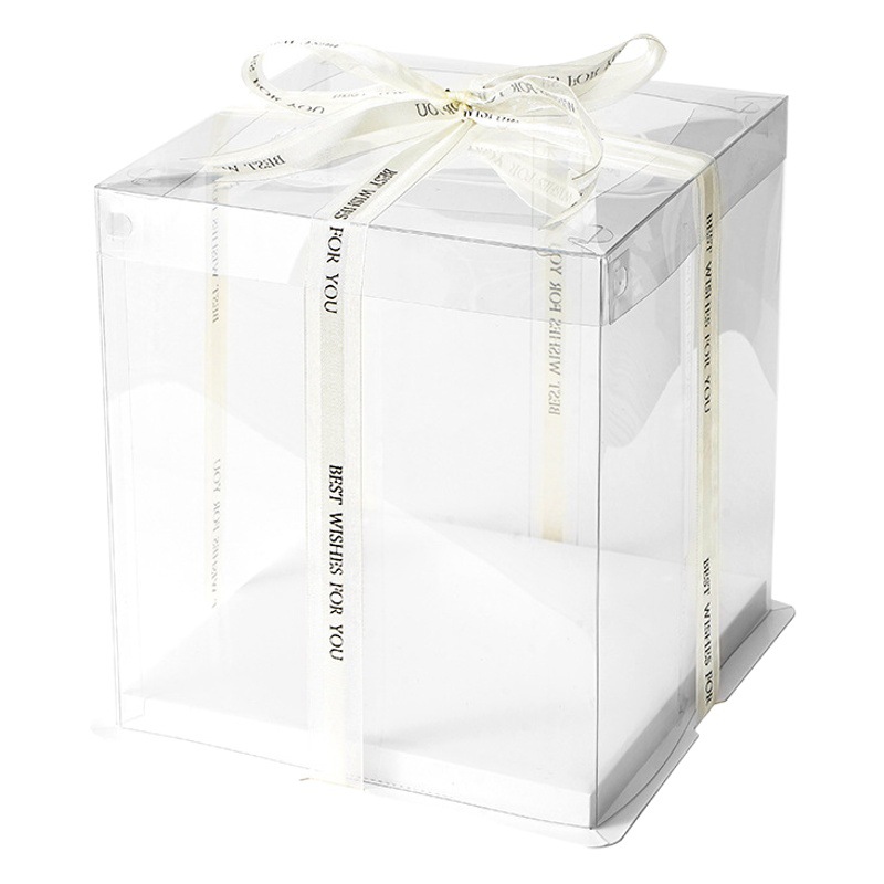 Wholesale cake box 6 inch 8 inch 10 inch 12 inch high baking three-in-one double layer birthday transparent cake packaging box