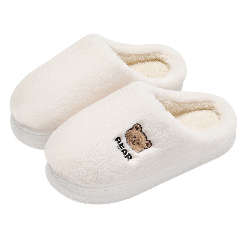 Cotton slippers men's winter indoor home cartoon warm household non-slip couple plus fluff slippers women's outer wear
