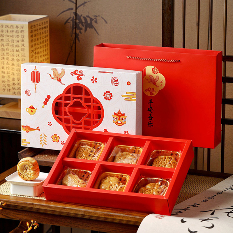 2025 new moon cake packaging box upscale 6 8 Pack Chinese style souffle box Mid-Autumn Festival gift empty box