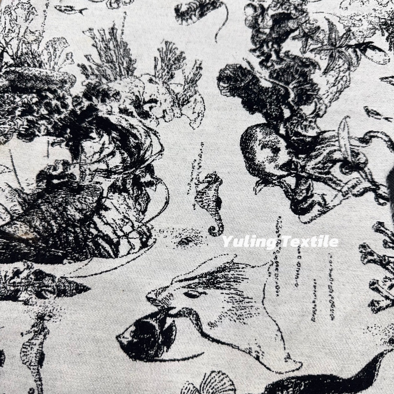 Cotton underwater world jacquard fabric clothing design fabric