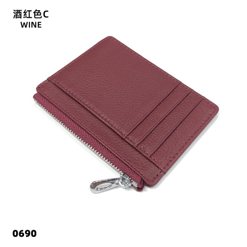 Picture of Ultra-thin Genuine Leather Zipper Coin Purse Card Holder Fashionable Large Capacity Double-sided Bank Card Id Card Holder Leather Card Holder