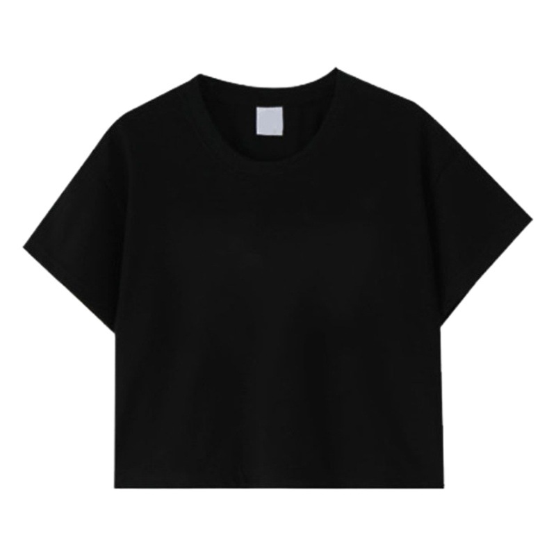 Cross-border tiktok Amazon AliExpress back bag collar cotton short sleeve short T-shirt women's fashion customizable pattern