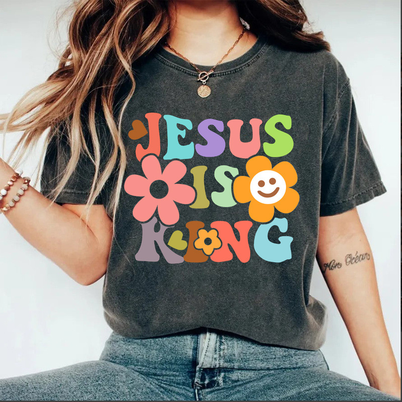 Foreign trade women's summer round neck washed old retro cotton breathable short sleeve T-shirt jacket cross-border e-commerce Amazon