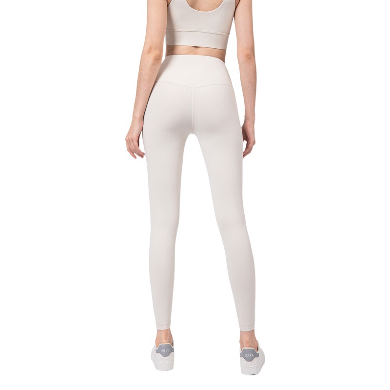 Huanpan Nude Tight Yoga Pants High Waist Running Seamless Bottoming Fitness Pants Peach Butt Lifting Sports Pants for Women