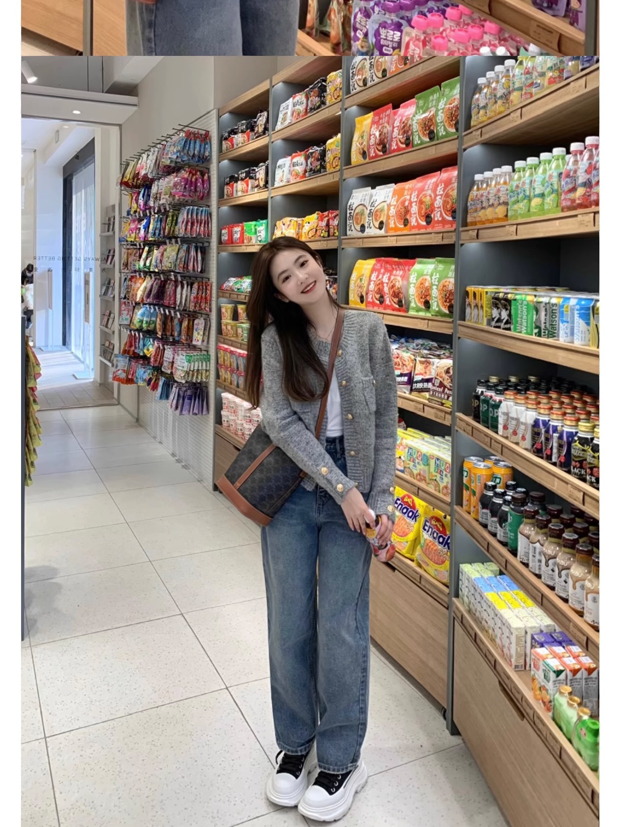 Picture of Early autumn 2024 new gray lazy style retro high-grade soft glutinous knitted sweater cardigan coat for women spring and autumn