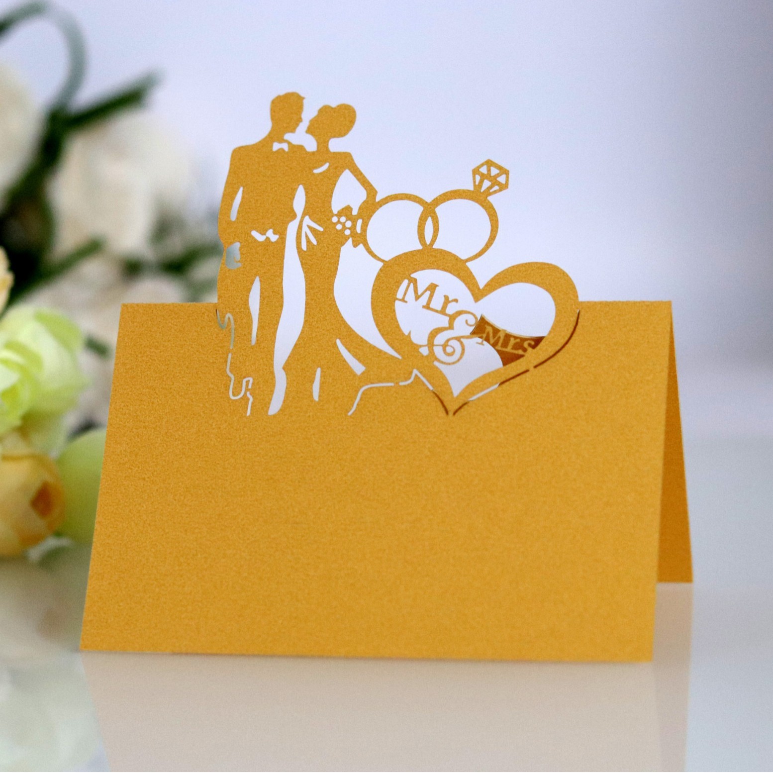 Picture of Hollow wedding banquet layout pink love wedding seat card bride bride decoration table card spot wholesale