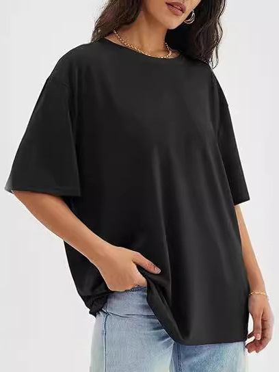 Picture of 2024 Cross-border Foreign Trade Amazon wish European and American Women's Summer New Round Neck Loose Casual Short-sleeved T-shirt Women