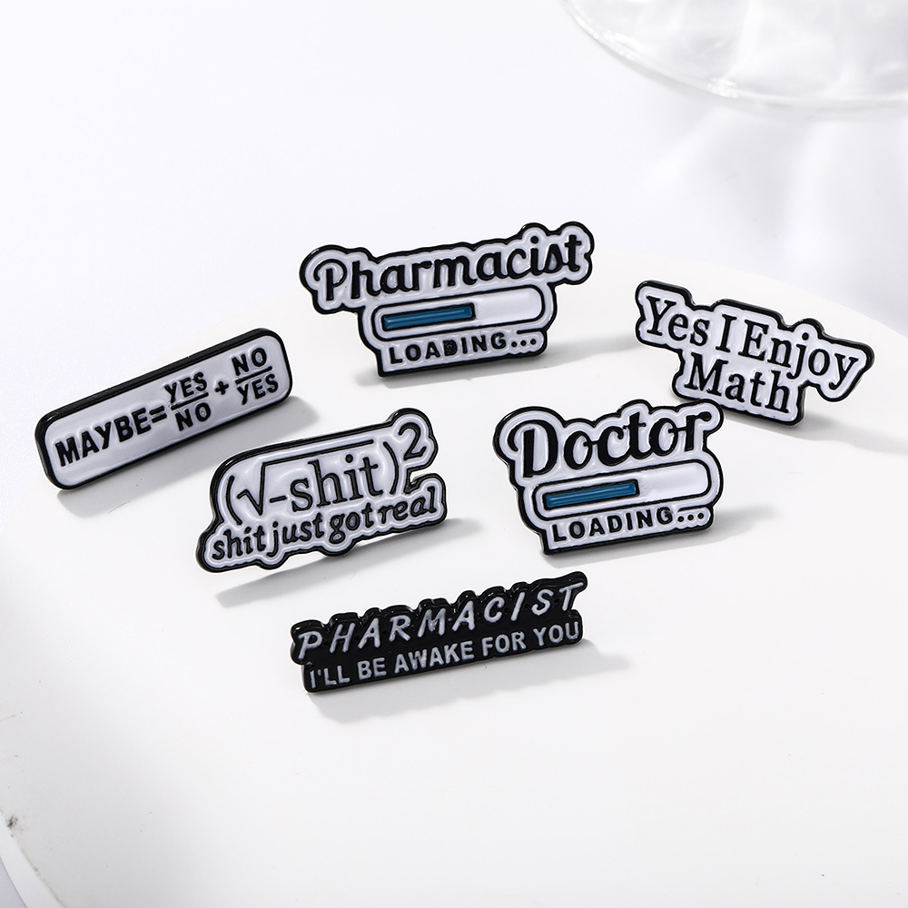 Picture of Cross-Border New Product Accessories Number English Letter Brooch Yes I Enjoy Math English Badge Cross-Border Wholesale