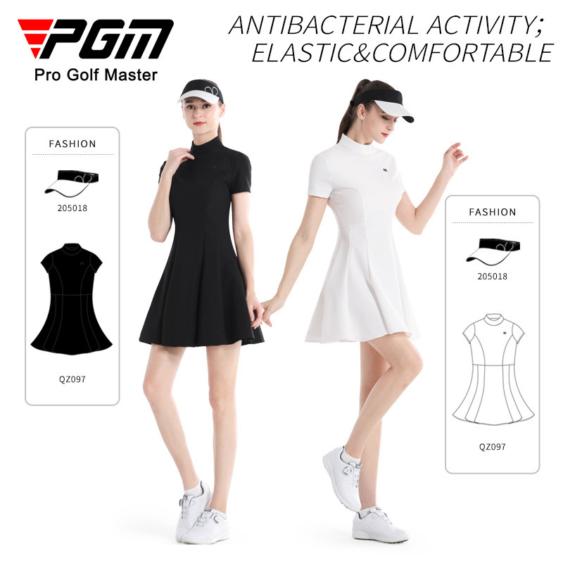 Picture of PGM Summer Golf Women's Slim-fit Tight Waist Slim A- line dress Short-sleeved Women's Skirt suit Korean-style Golf Clothing