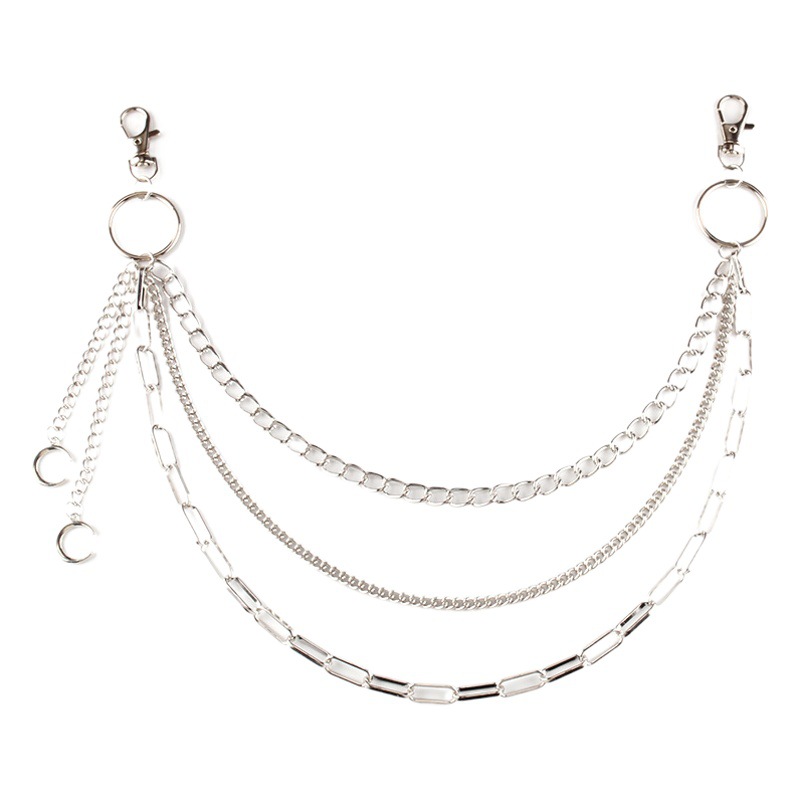 European and American Cross-Border Jewelry Metal Personalized Waist Chain Ring Decoration Hip-Hop Rock Nightclub Style Moon Pendant Trouser Chain