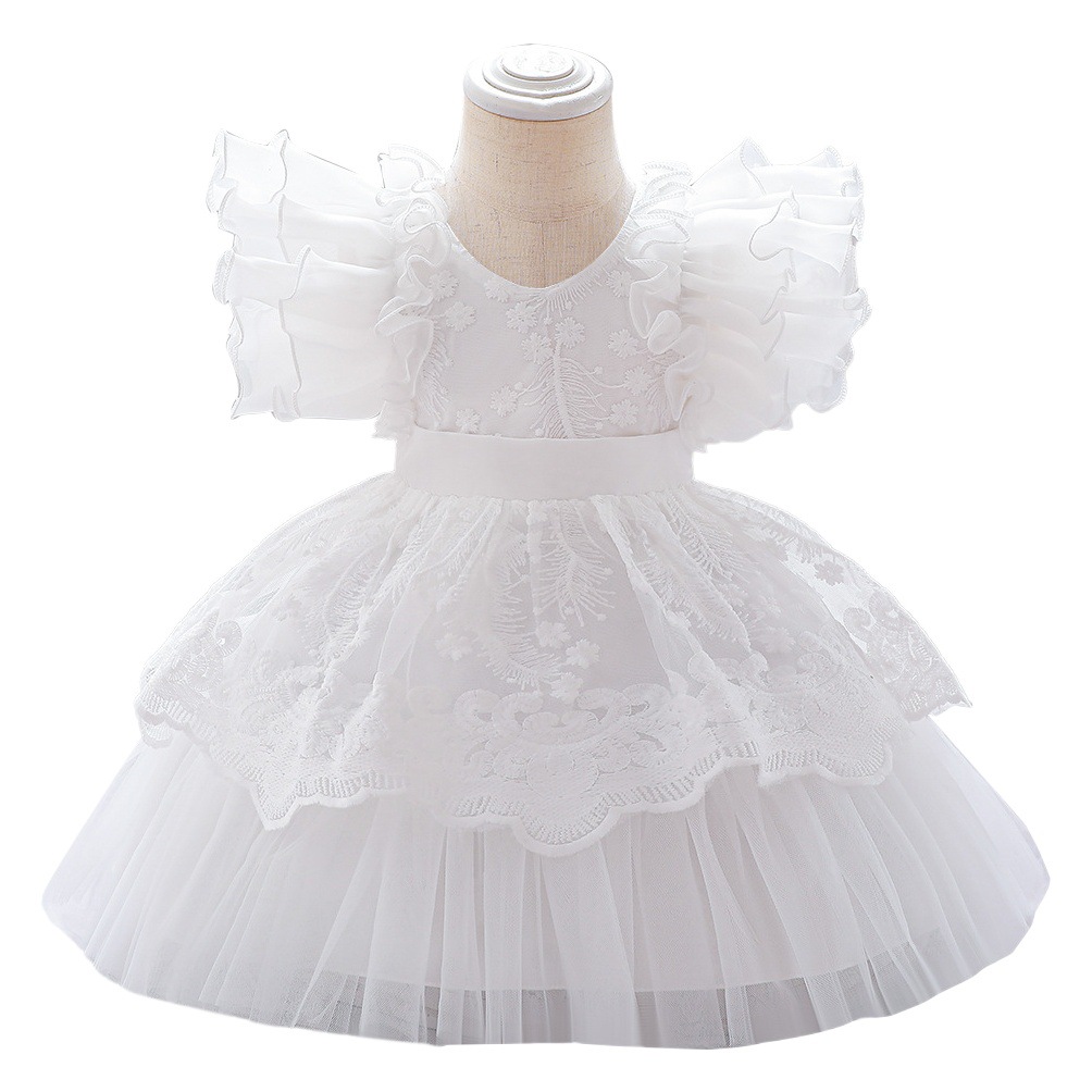 Princess Dress Girl's Clothes Pink Baby Girl's Summer Birthday Dress Children's Girl's Skirt Poncho Veil Dress