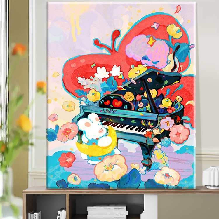 Picture of Su Plaid girlfriends × diy digital oil painting acrylic filling hand-painted handmade spring healing decompression oil color painting