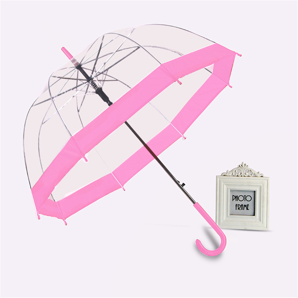 Picture of Korean Style Building Arched Apollo Princess Transparent Umbrella Umbrella Semi-automatic Creative Curved Hook Straight Long Handle Umbrella