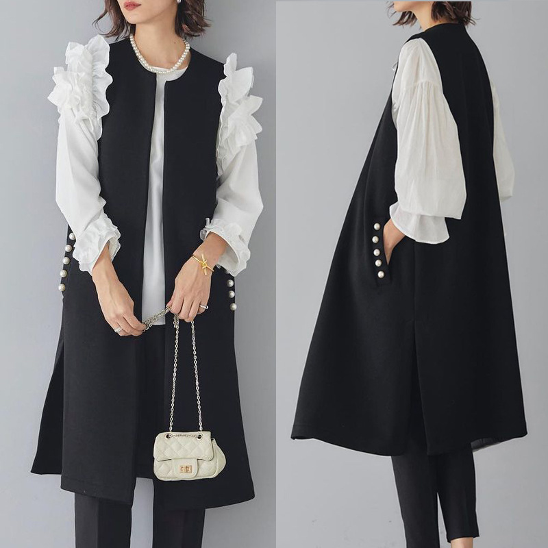 Massive in stock Women's Mid-length vest elegant women's top vest cardigan all-matching coat