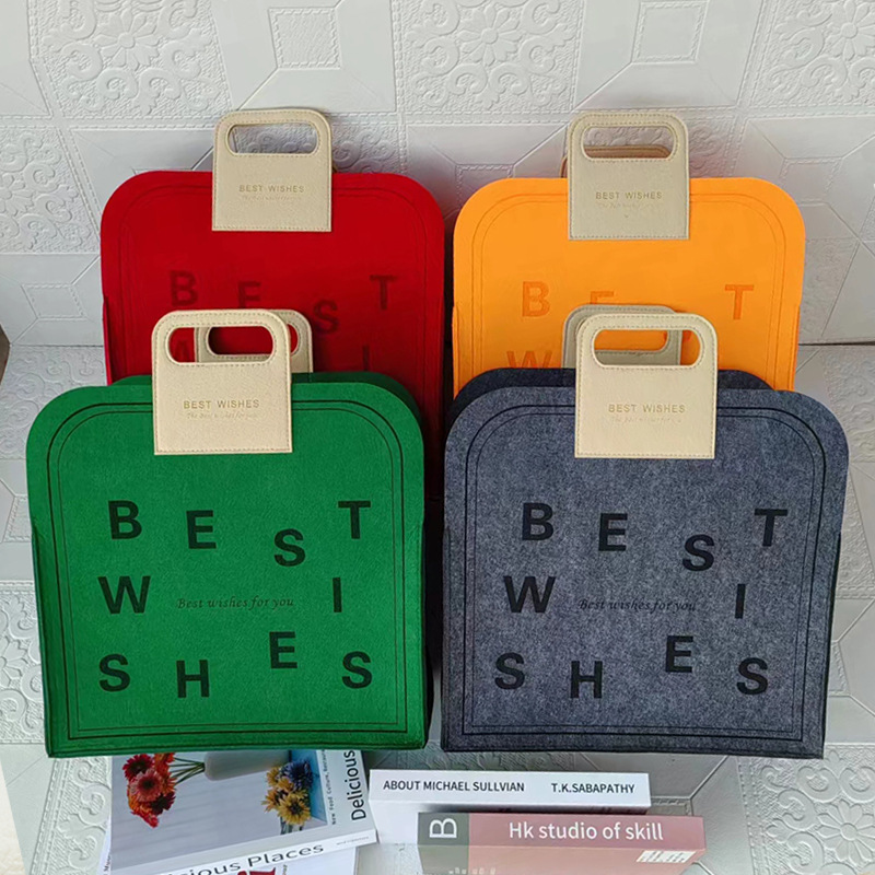 Felt Gift Bag Letter Gift Felt Handbag Empty Mouth Large Capacity Gift Bag Can Be Printed with Logo