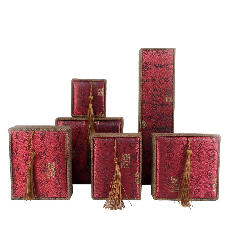 Picture of Tassel Brocade Jewelry Box Chinese Style Jewelry Literary Play Jewelry Box Jade Bracelet Box Buddha Beads Literary Play Jade Box
