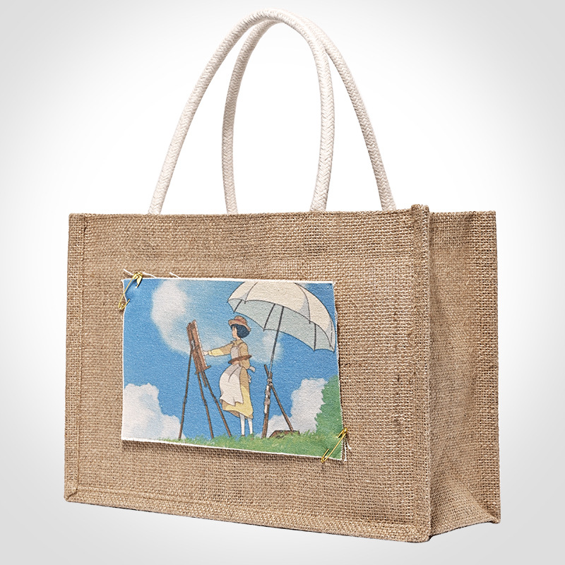 Spot shopping mall with linen bag printing logo student good jute portable shopping bag DIY foreign trade cross-border