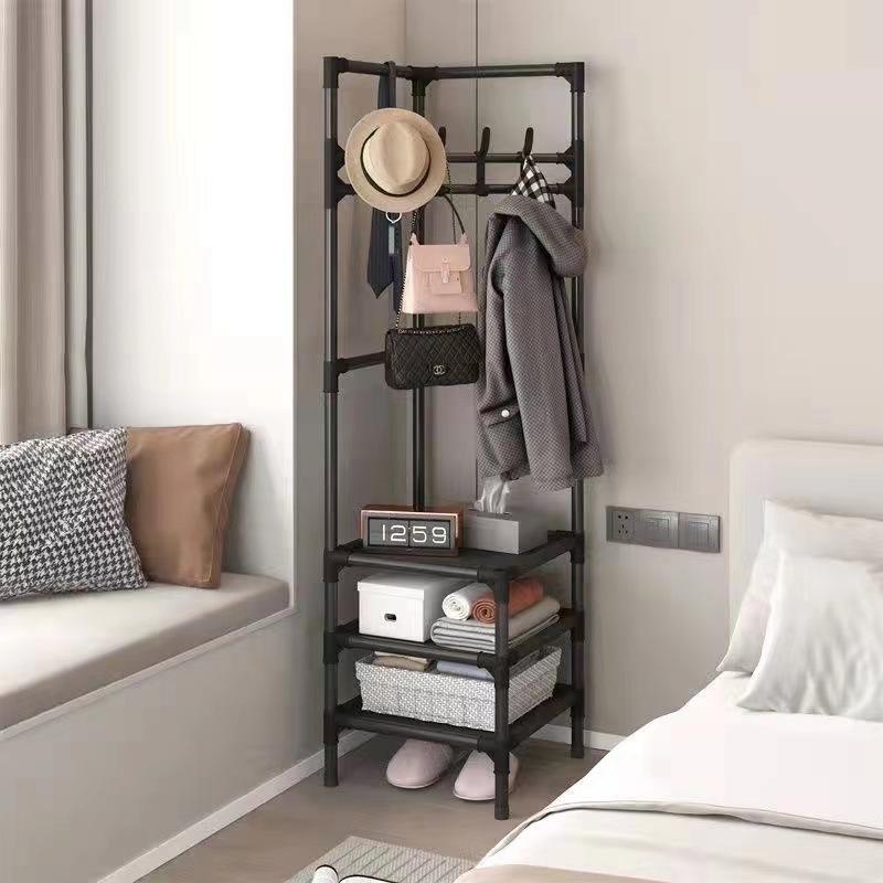 Corner coat rack, bedroom balcony, dormitory, rental room hanger, shoe rack cabinet, floor-to-ceiling bedside multi-functional hanging hanger