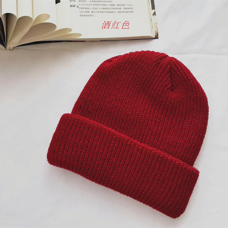 Picture of 2020 Cold Hat Men's Melon Hat Winter Women's Autumn and Winter Solid Color Watermelon Knitted Wool Hat Pullover Ski Hat