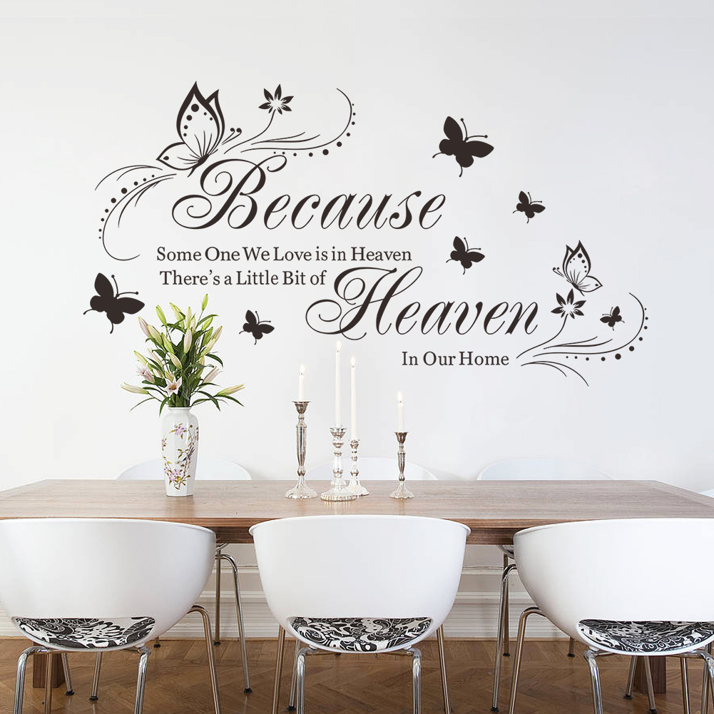 Picture of zy8311 Foreign Trade English becawse Butterfly Carved Bedroom Living Room Background Wall Stickers Amazon Hot Selling