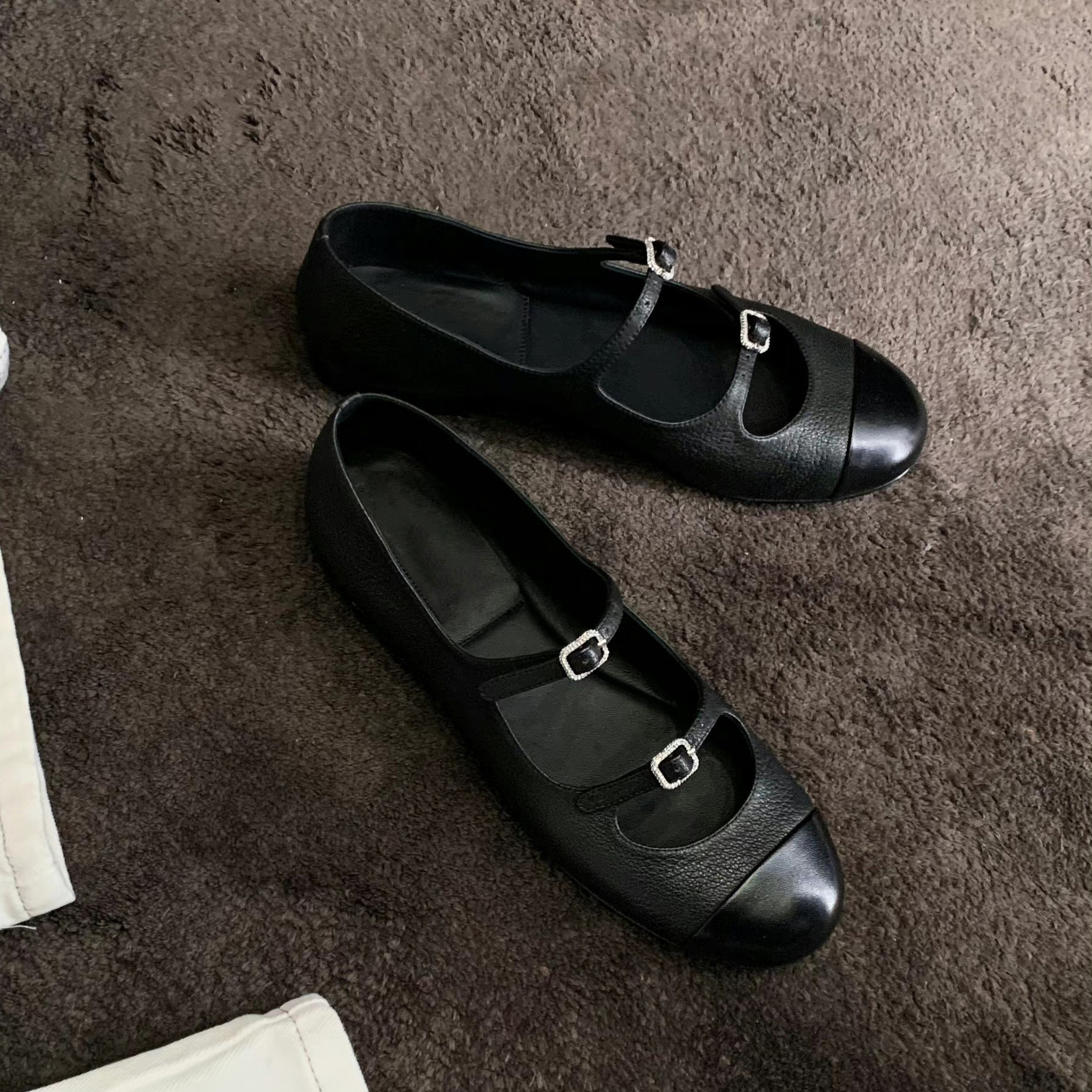 Sheepskin version ~ 2024 new round toe retro French flat low mouth all-match Mary Jane women's shoes genuine leather pumps