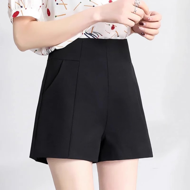 Shorts Women's High Waist 2024 New Arrival Summer All-Match A- Word Loose Slimming Wide-Leg Outer Wear Black Suit Casual Pants
