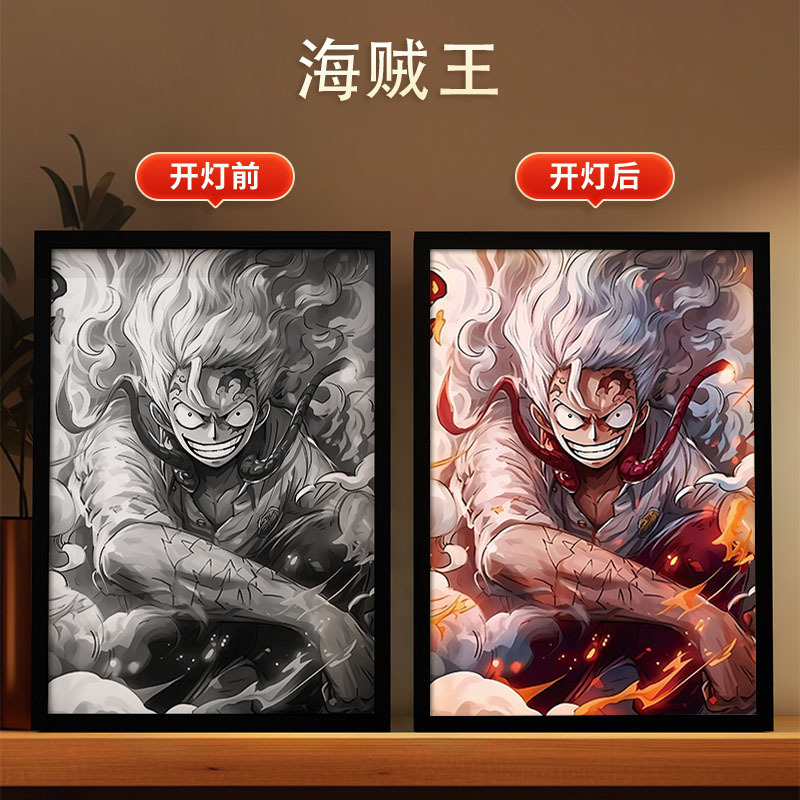 Picture of Carefully Selected One Piece - Luffy Light Painting Zoro Atmosphere Luminous Decorative Painting DIY Animation Creative Desktop Table